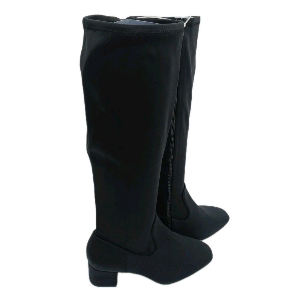 NEW- Size 7.5M Womens Alex Marie Zip Up Knee High Boots Chunk Heel Fabric Black - Picture 3 of 9